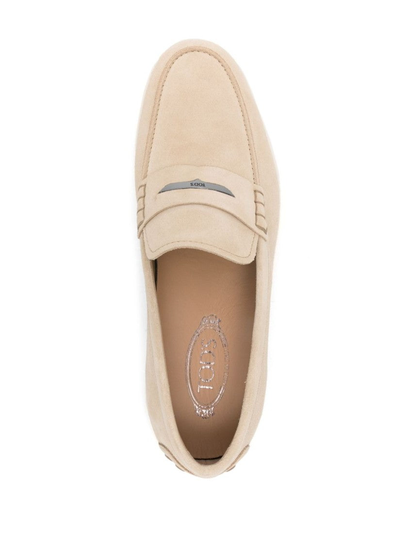 Tod's Neutrals Suede Slip-On Loafers
