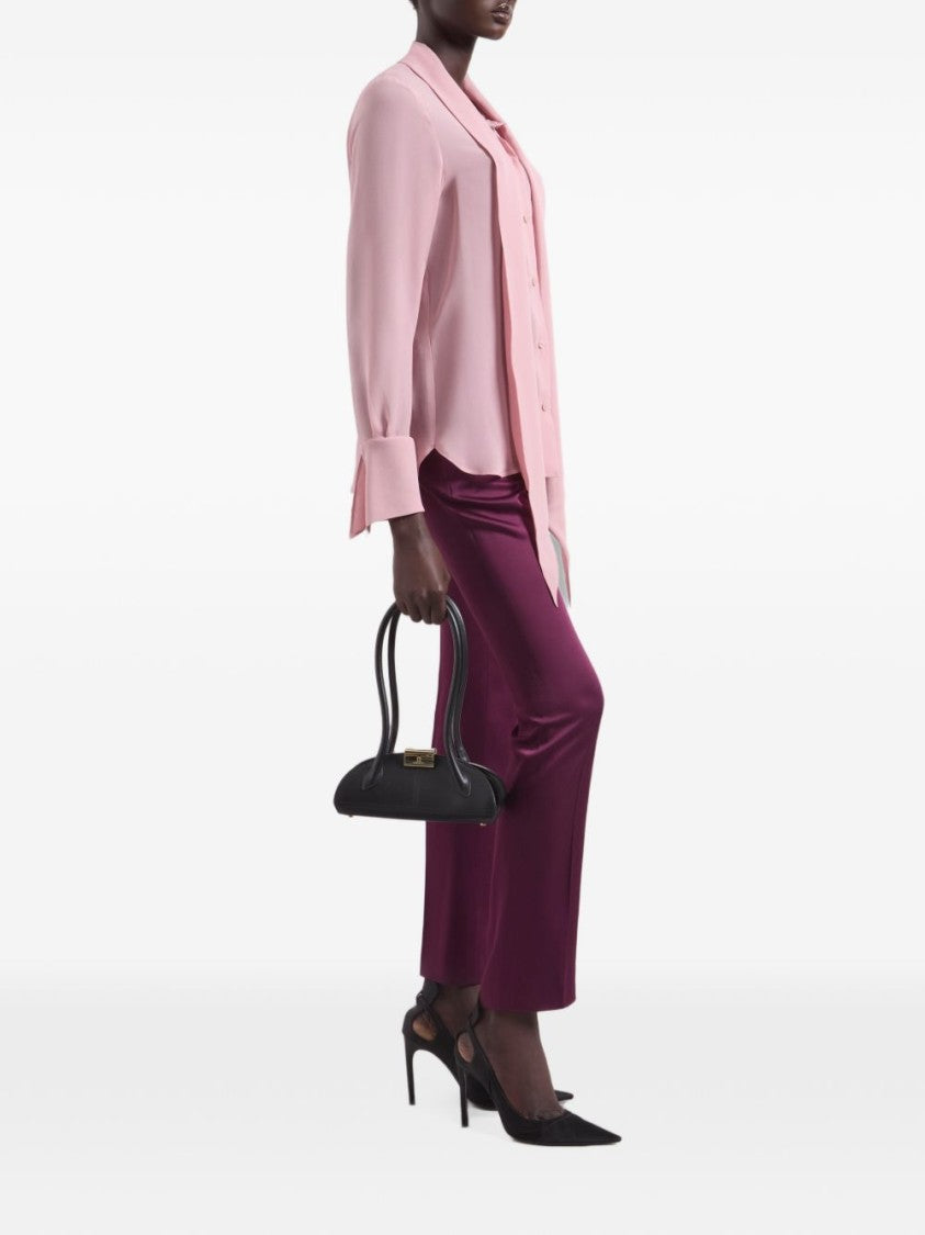 Nina Ricci Silk-Textured Blouse With Bow Tie Detail