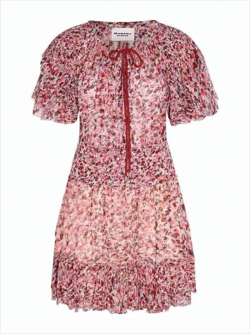 Isabel Marant Floral Print Mini Dress With Ruffled Hem