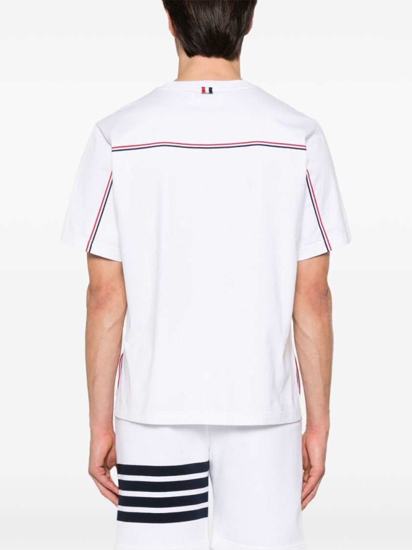 Thom Browne Short-Sleeved T-Shirt With Grosgrain Side Tabs