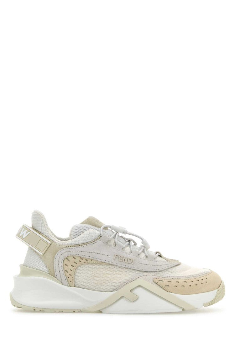Fendi Ivory Mesh And Suede Fendi Flow Sneakers