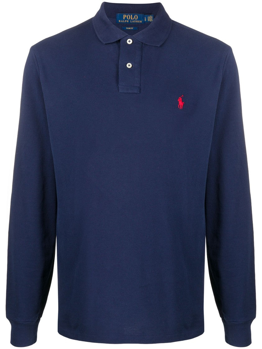 Polo Ralph Lauren Blue Cotton Long-Sleeve Polo Shirt