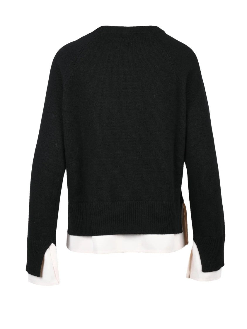Icona Crew Neck Sweater With Tailored Shirt Insert Detail