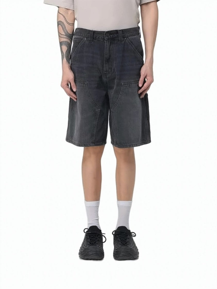 Carhartt Wip Black Denim Utility Shorts With Multi-Patch Pockets