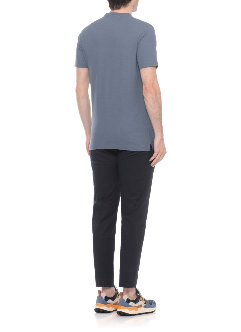 Zanone Blue Crewneck Cotton T-Shirt