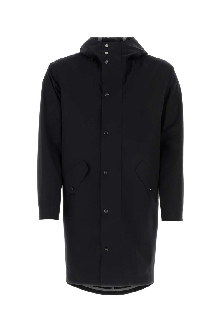 Herno Black Stretch Nylon Overcoat