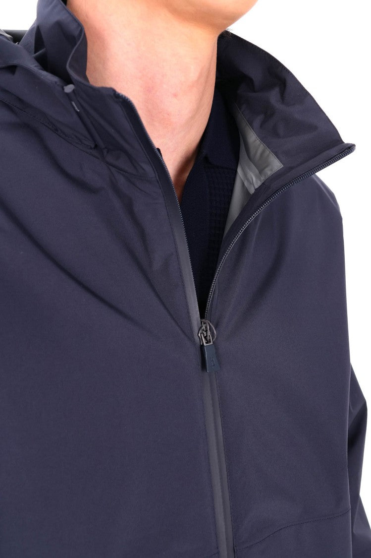 Herno Waterproof Short Technical Jacket With Removable Hood
