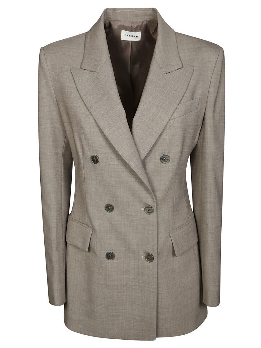 Parosh Double-Breasted Tailored Blazer With Sharp Lapels