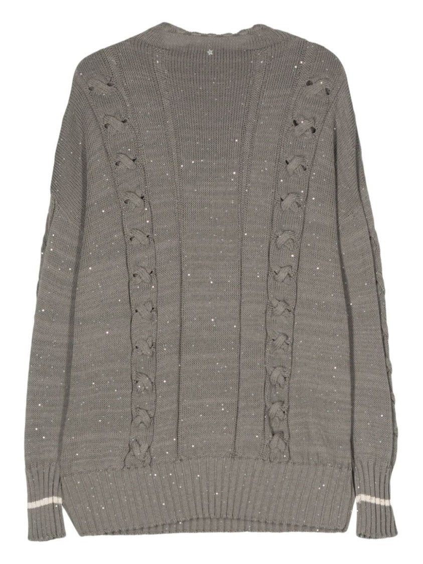 Lorena Antoniazzi Sequin-Embellished Cable-Knit Jumper