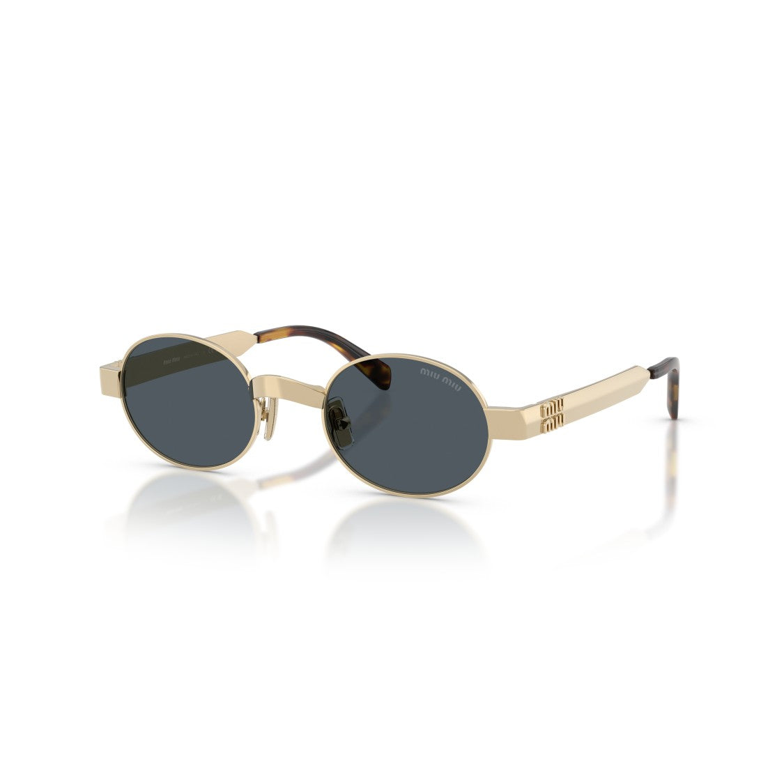 Miu Miu 0Mu B51s Oval Gold-Toned Metal Sunglasses