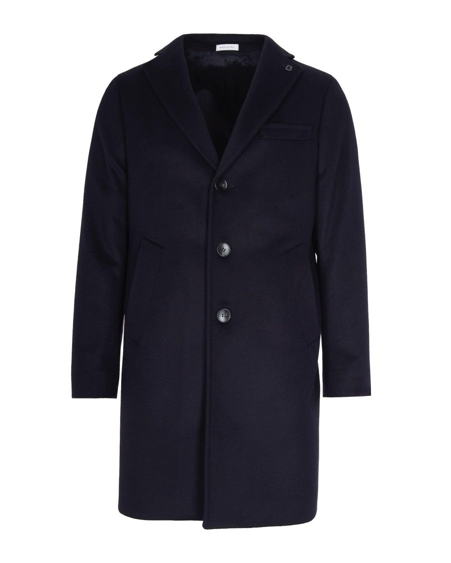 Breras Milano Single-Breasted Blue Virgin Wool Coat