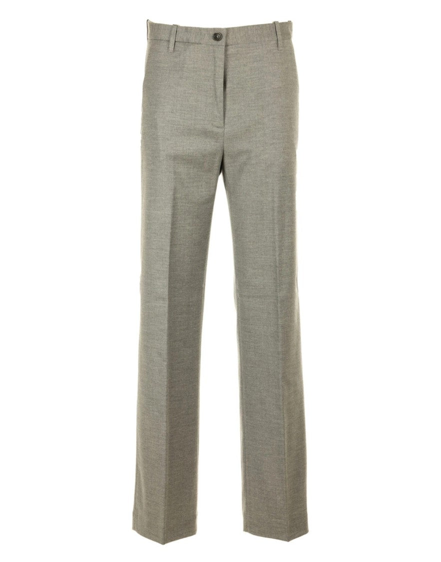 Nine In The Morning Grey High-Waisted Wool-Blend Formal Pants