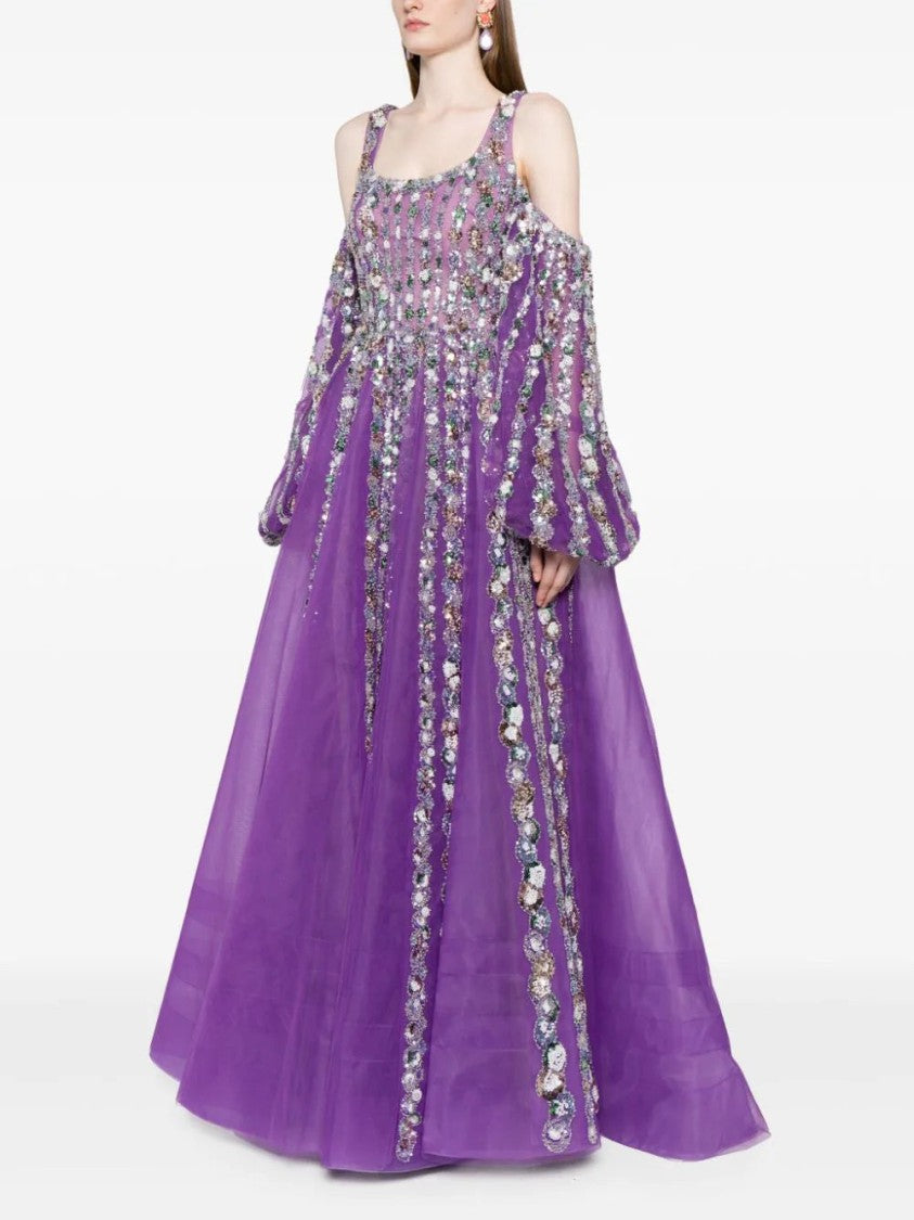 Saiid Kobeisy Off-Shoulder Beaded Dress With Shoulder Straps