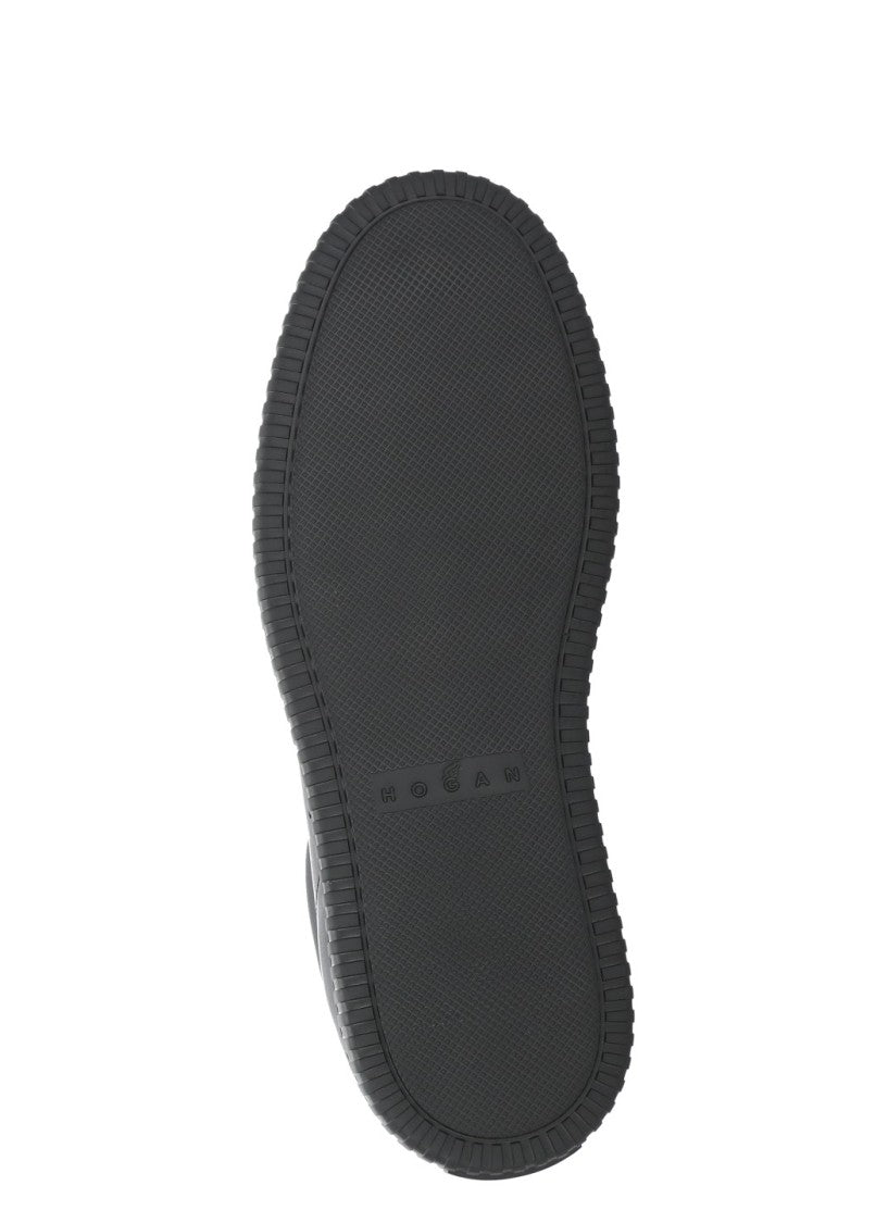 Hogan Black Monochromatic Smooth Leather Low-Top Sneakers