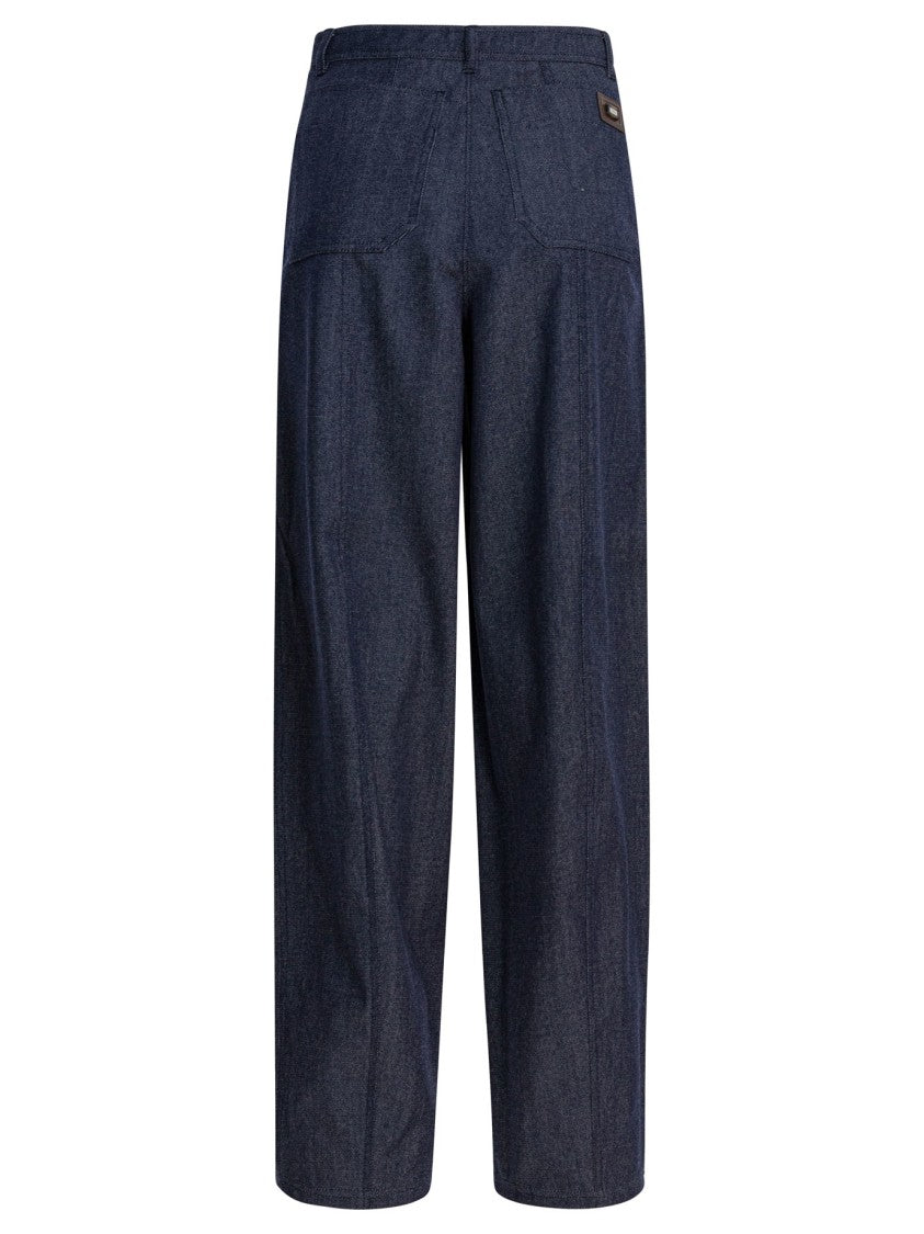Max Mara Denim-Effect Wool Pants With High Waist