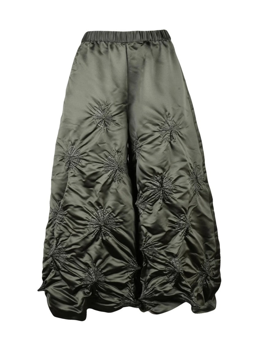 Bunzaburo Green Voluminous Gathered Texture Pants