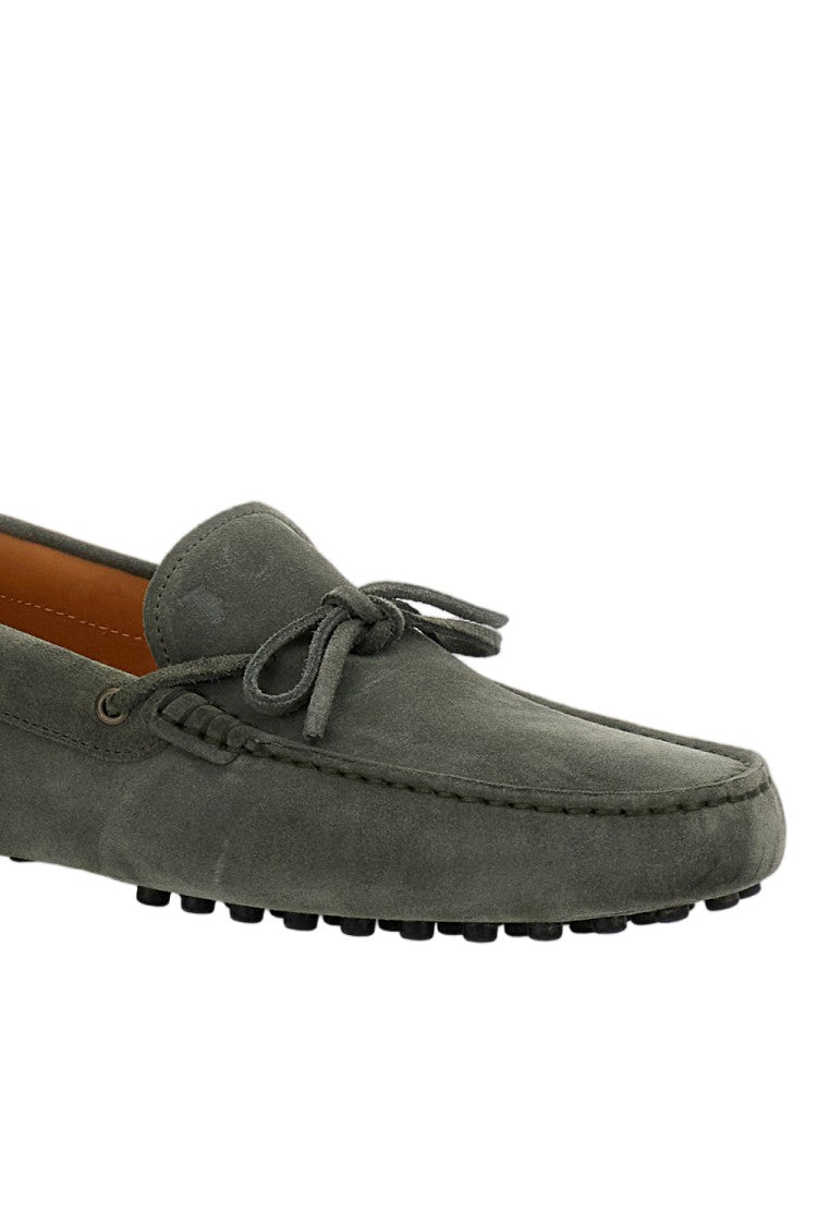 Tod's Nubuck Green Loafers With Handcrafted Topstitching