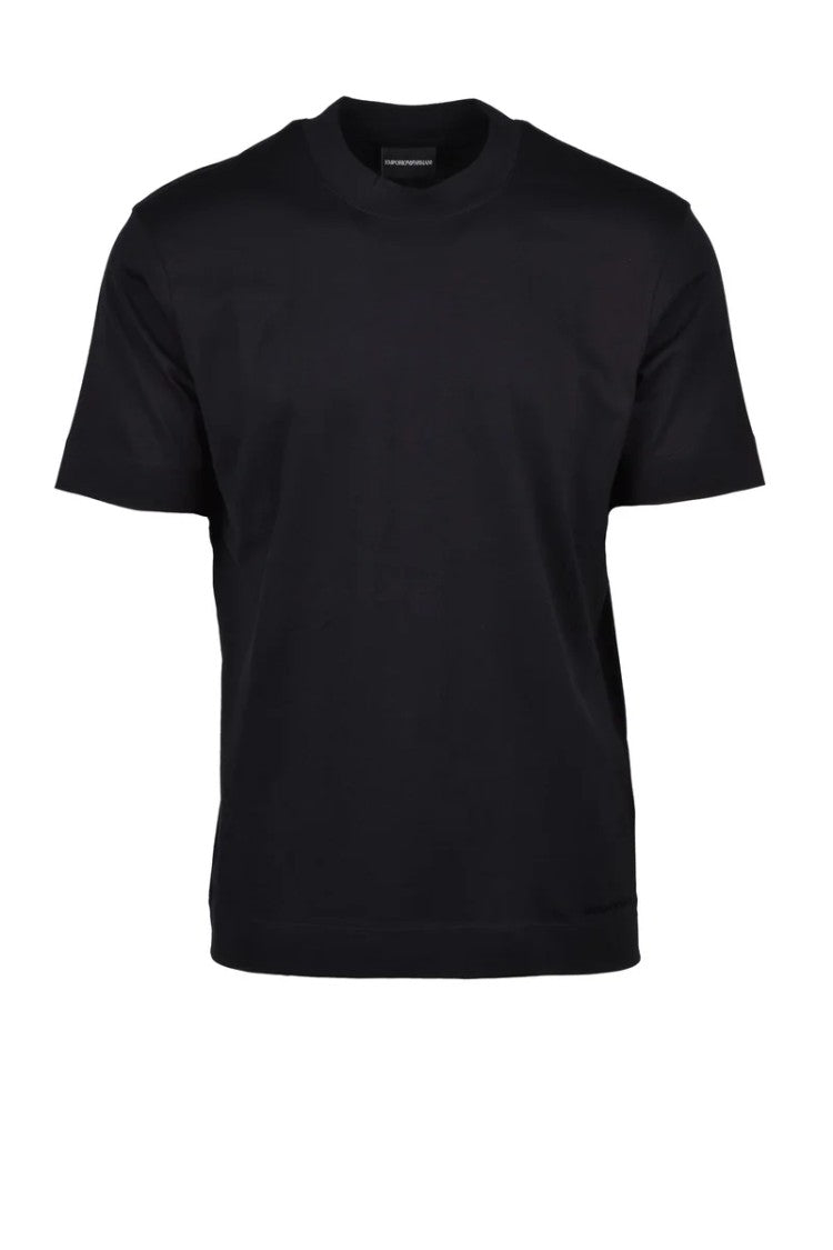 Emporio Armani Black Perforated Cotton T-Shirt