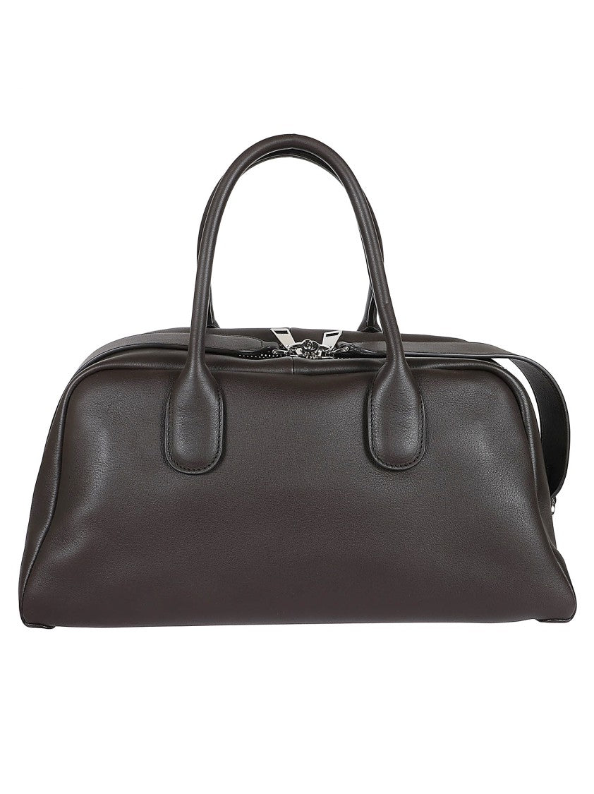 Tod's Structured Brown Leather Shoulder Bag With Polished Finish