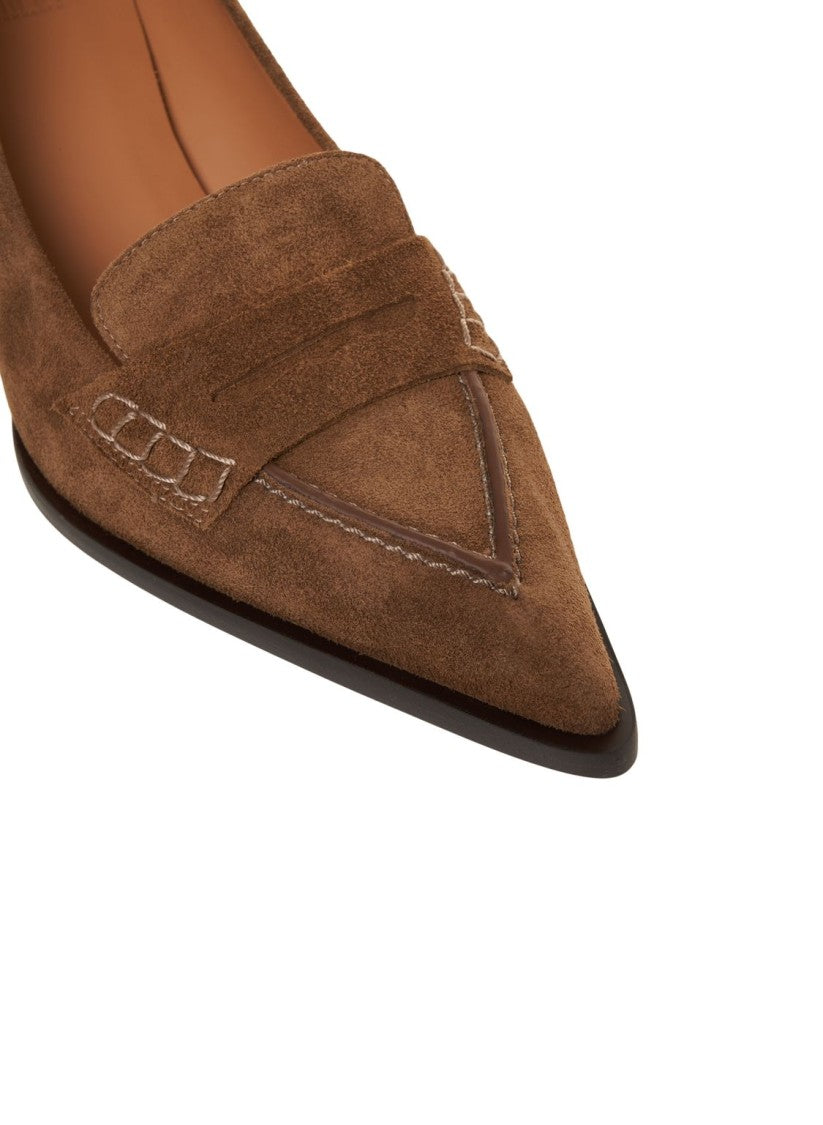 Billi Bi Moccasin-Detail Suede Pumps With Pointed Toe
