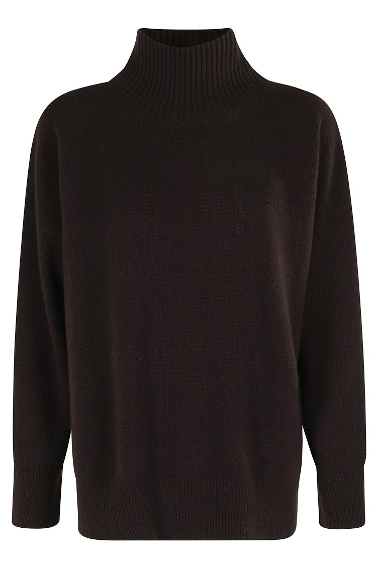 Roberto Collina High-Collared Sweater With Side Slits In Ebon