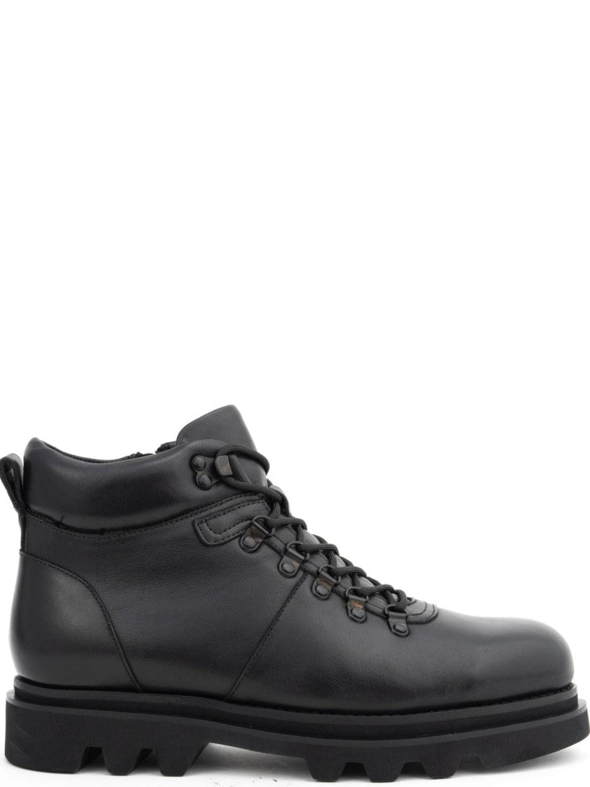 La Conte Black Leather Ankle Boots With Fur Lining