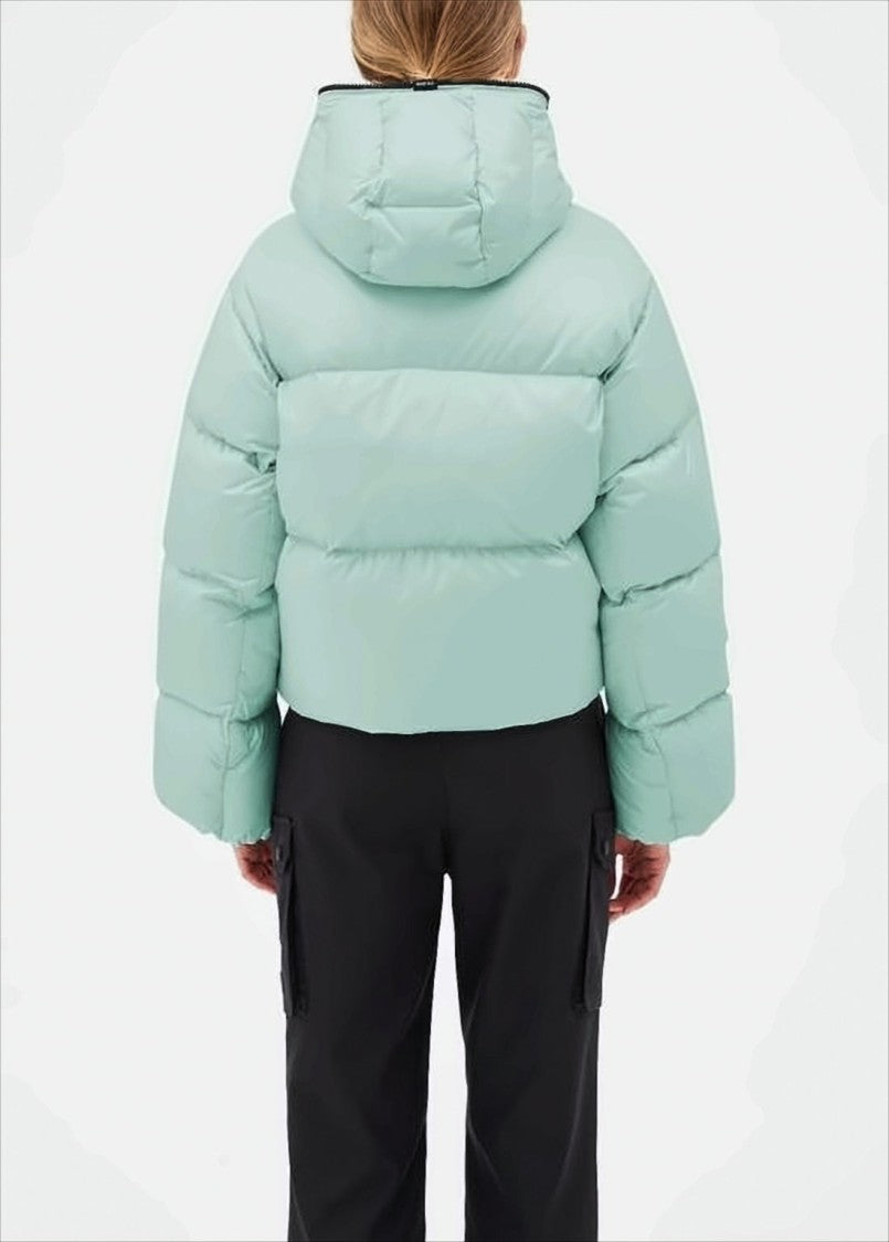 Duvetica Cropped Quilted Puffer Jacket With Hood And Branded Details