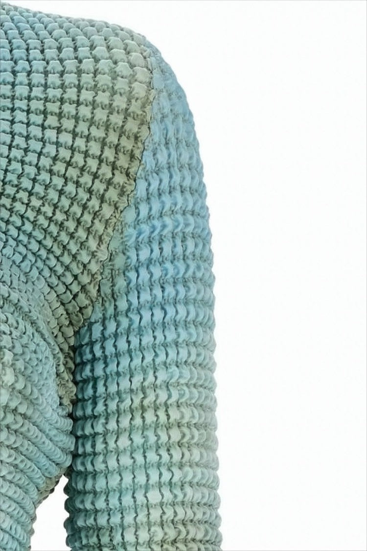 Off-White Textured Waffle-Knit Long Sleeve Top With Gradient Effect