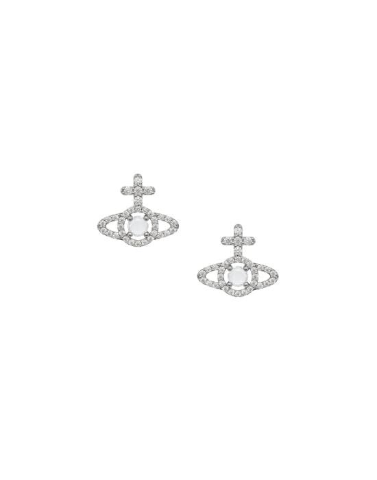 Vivienne Westwood Orb-Shaped Earrings With Cubic Zirconia Accents And Platinum-White Finish