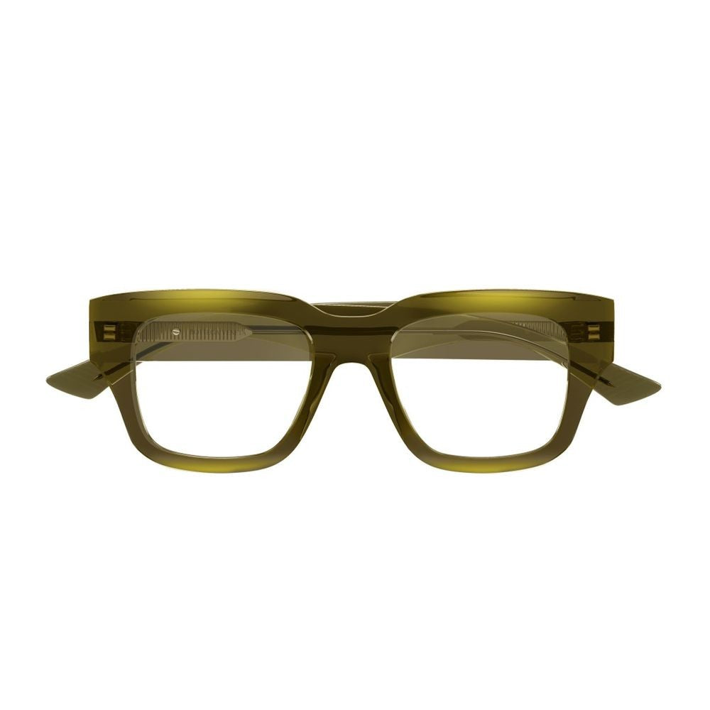 Bottega Veneta Bv1361o Ribbon Line Oversized Rectangular Optical Frame In Transparent Green Acetate