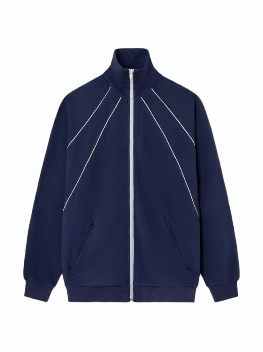 Gimaguas Blue High-Collar Organic Cotton Piping Jacket