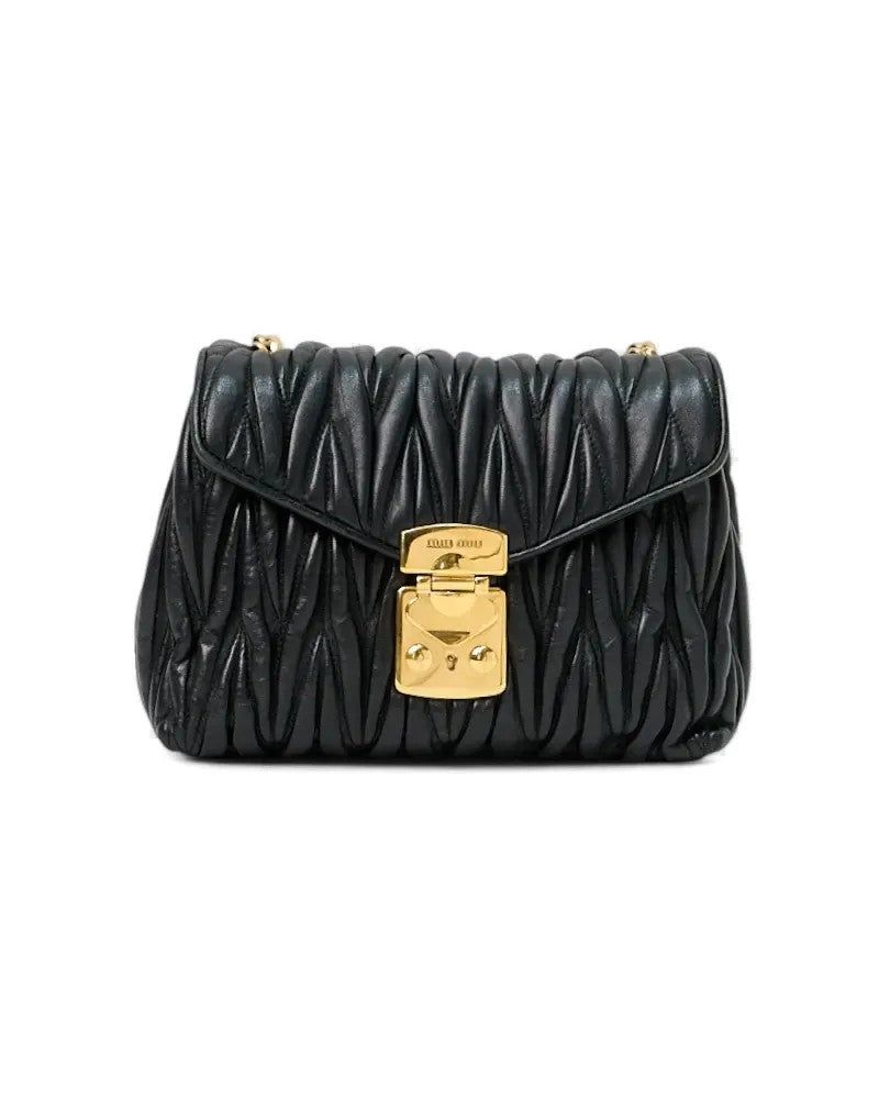 Miu Miu Chain Small Embossed Black Clutch Bag