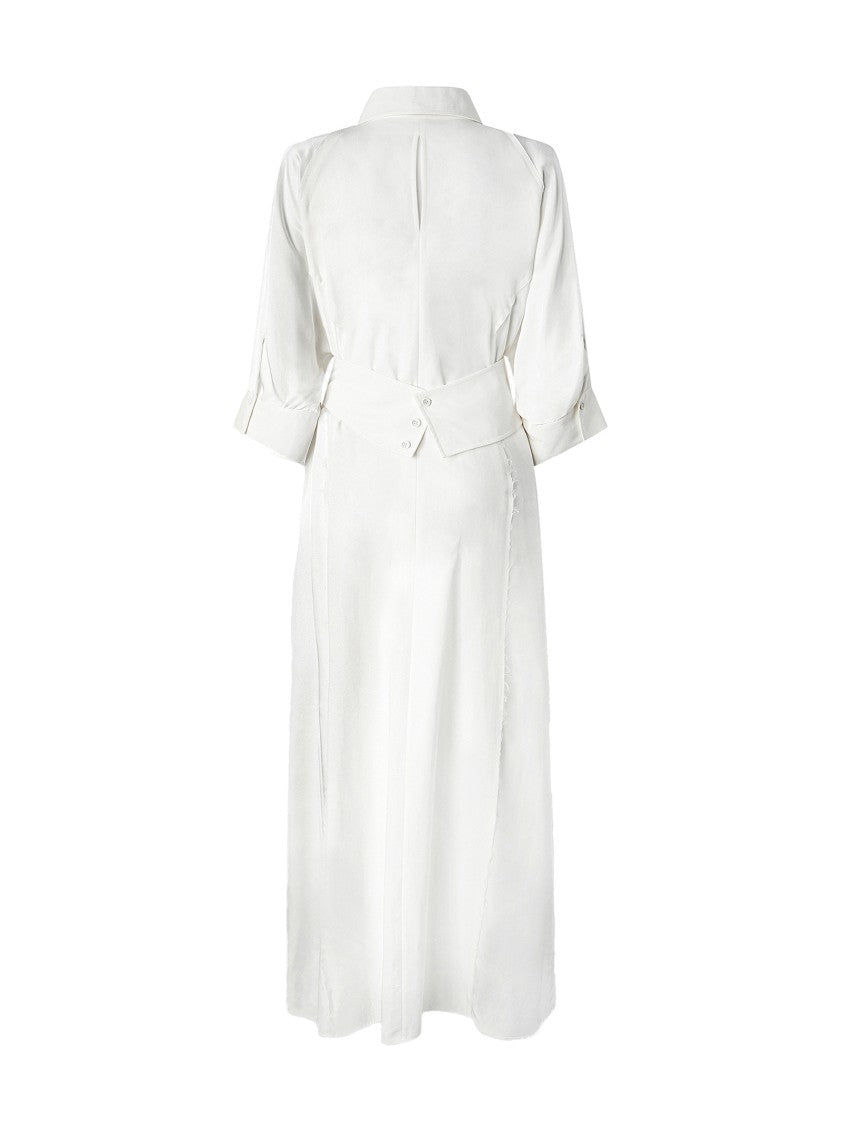 Pinko Long White Shirt Dress With Classic Collar