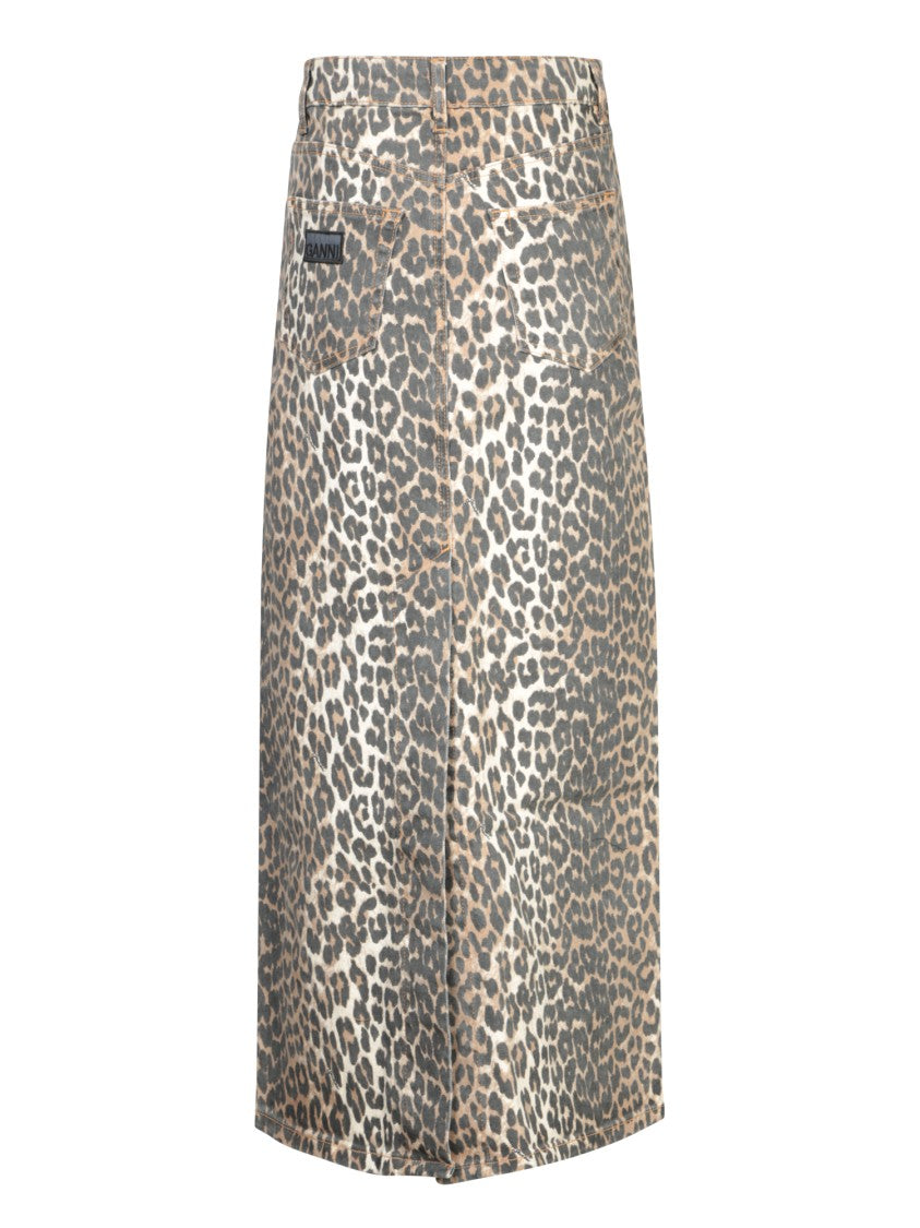 Ganni Maxi Skirt In Leopard Print