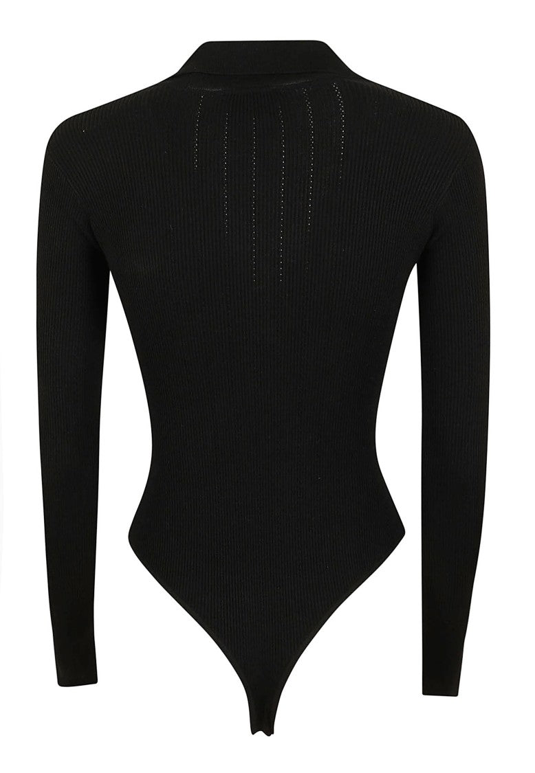 Elisabetta Franchi Flat-Rib Tricot Knit Bodysuit