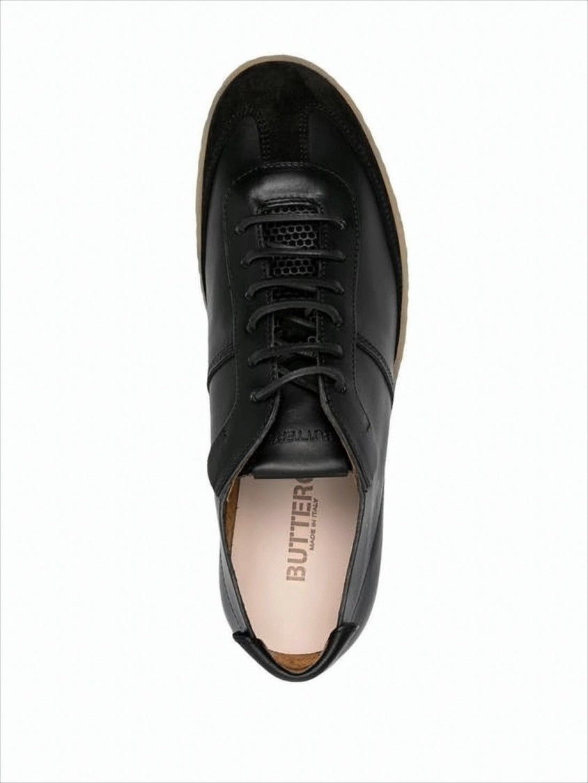 Buttero Low-Top Black Leather And Suede Sneakers