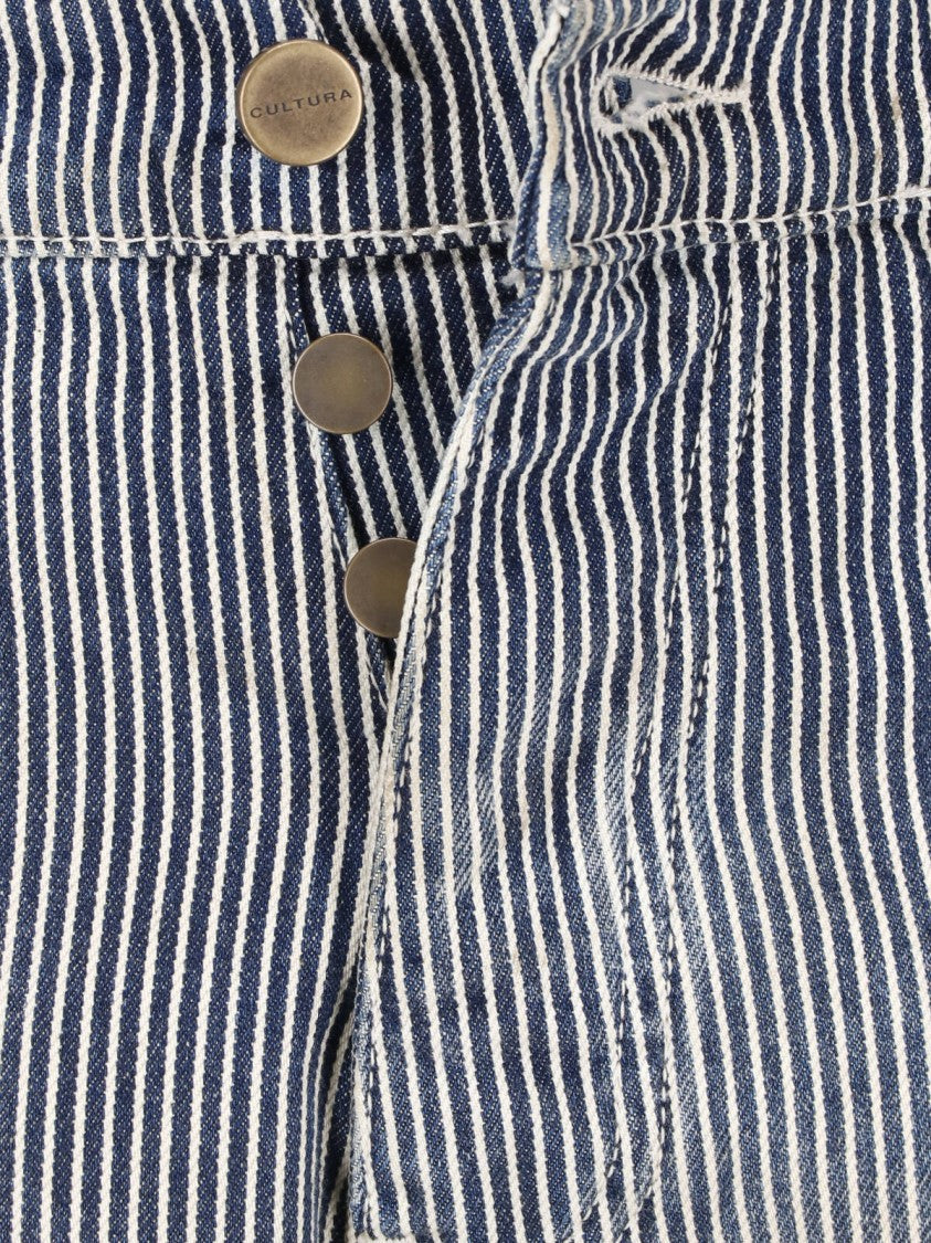 Cultura Relaxed Fit Denim Jeans With Vertical Pinstripe Pattern And Vintage Aesthetic