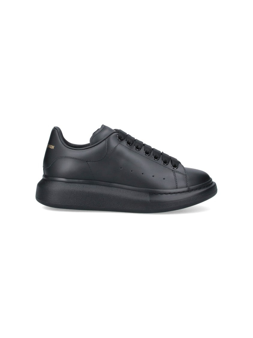 Alexander Mcqueen Black Oversized Smooth Leather Platform Sneakers