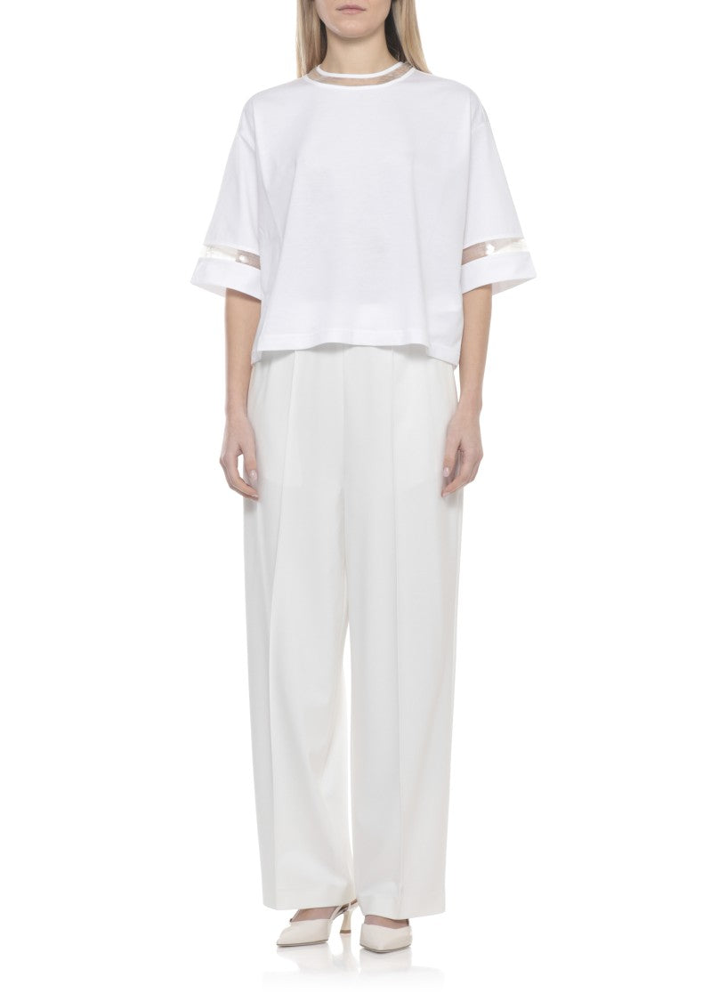 Fabiana Filippi White Sequin Cotton T-Shirt