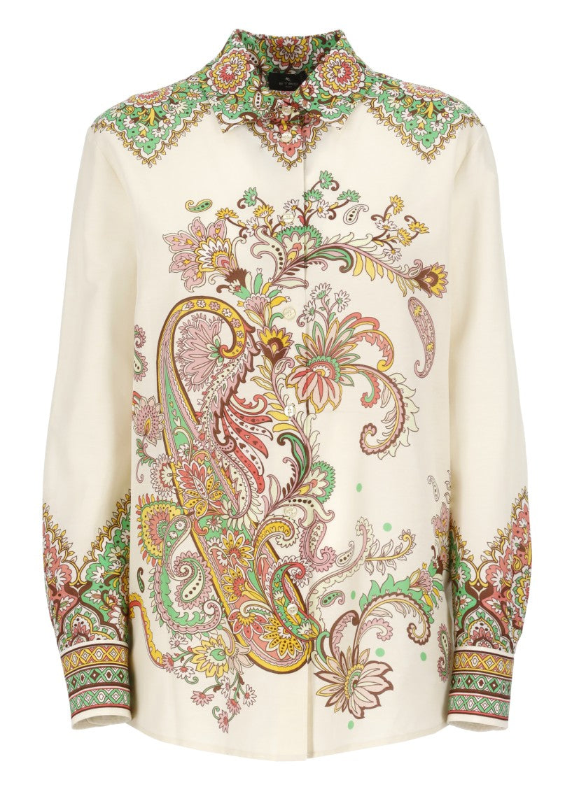 Etro Ivory Cotton And Silk Shirt