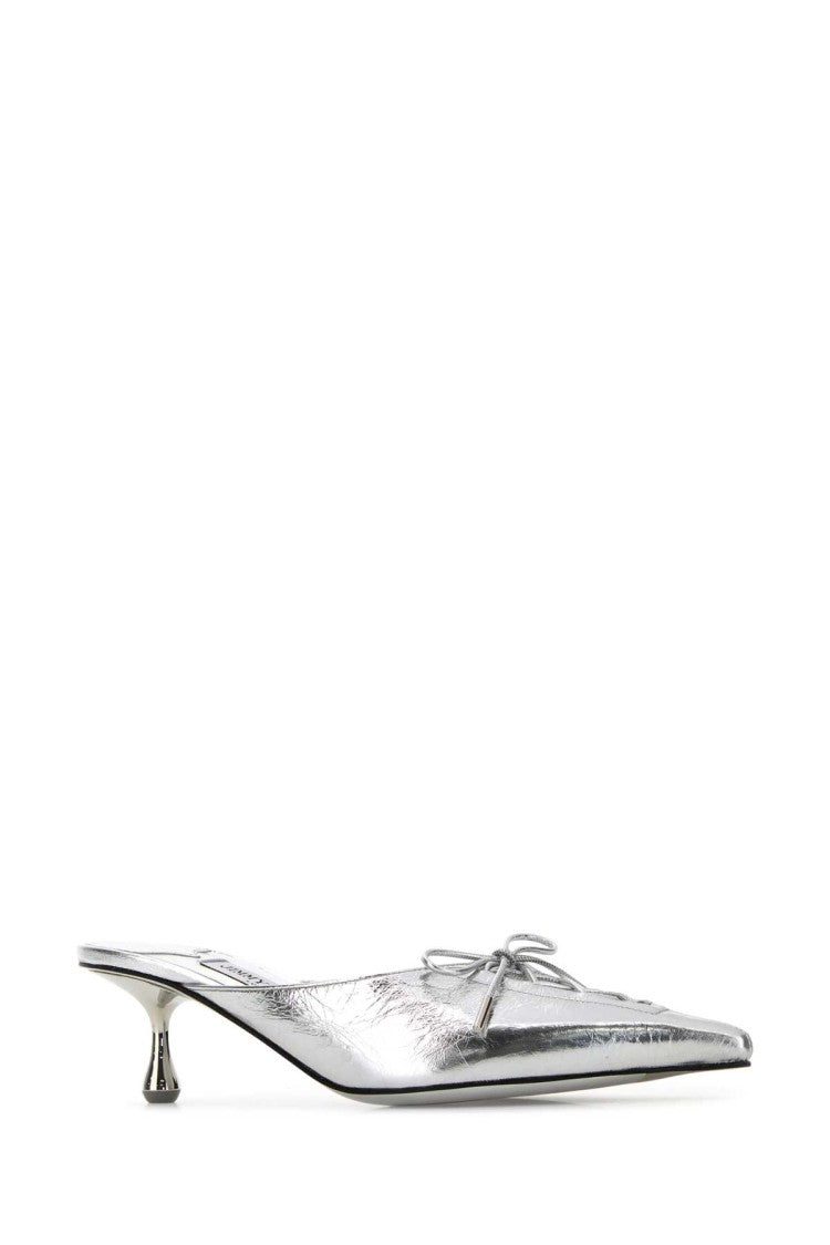 Jimmy Choo Silver Leather Scarlett Mules
