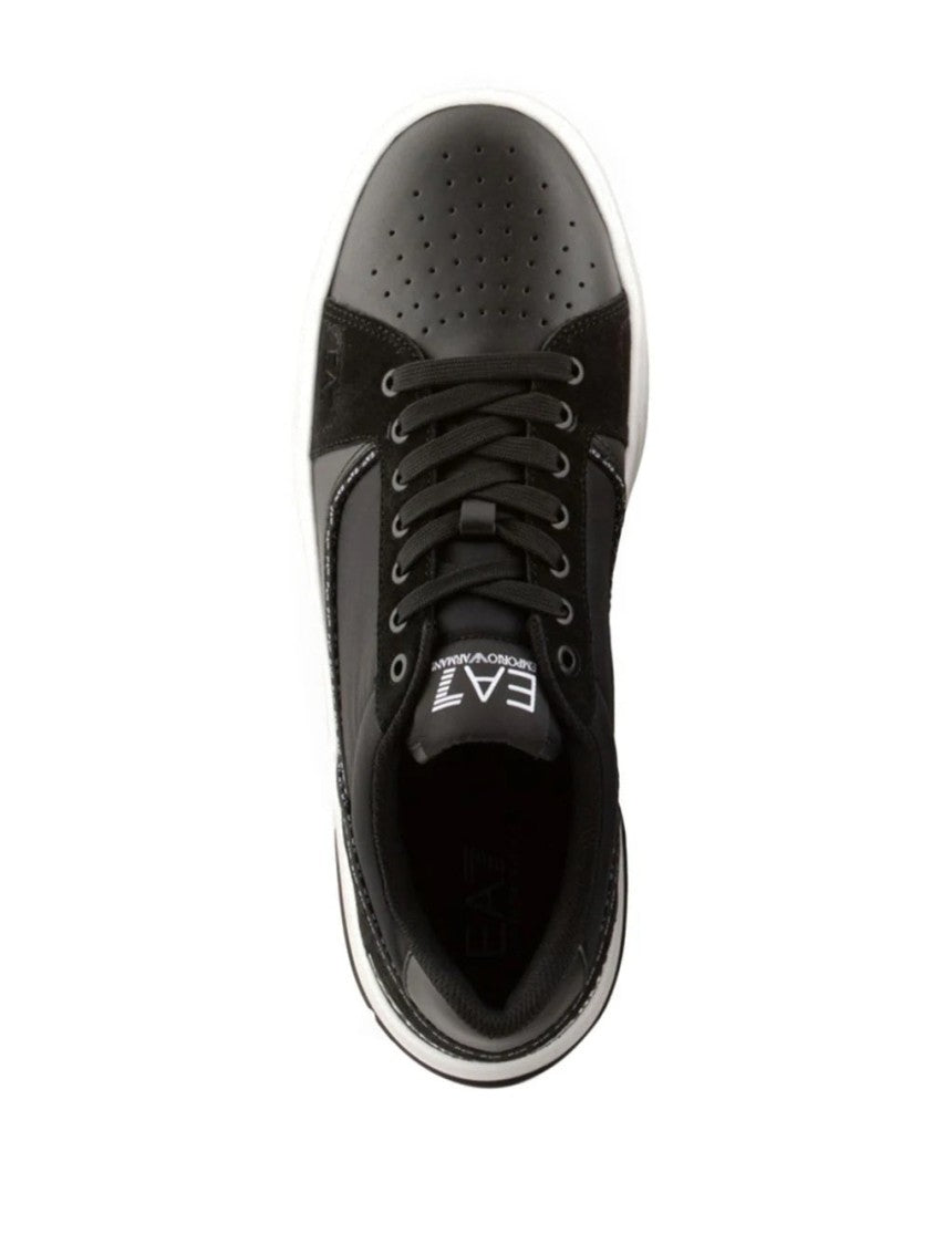 Ea7 Emporio Armani Black Trainers With Smooth And Perforated Leather