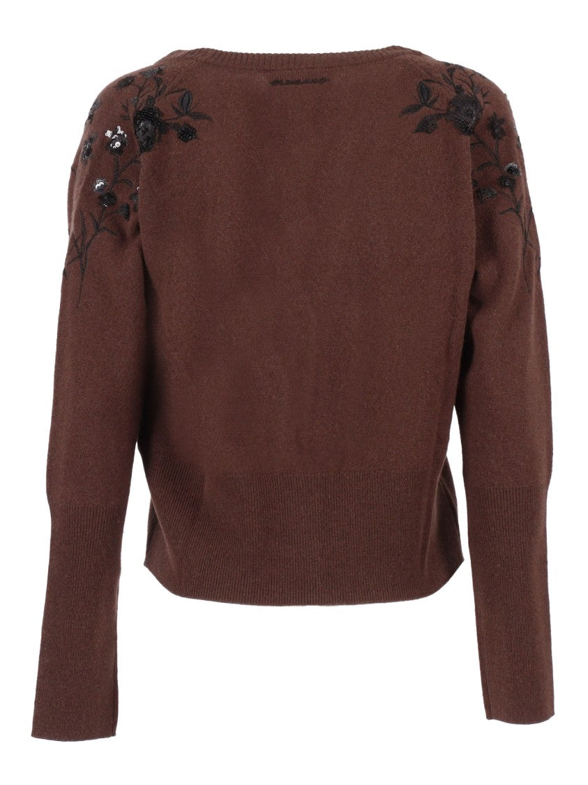 Ermanno Scervino Embroidered Wool Cardigan With Button-Down Front