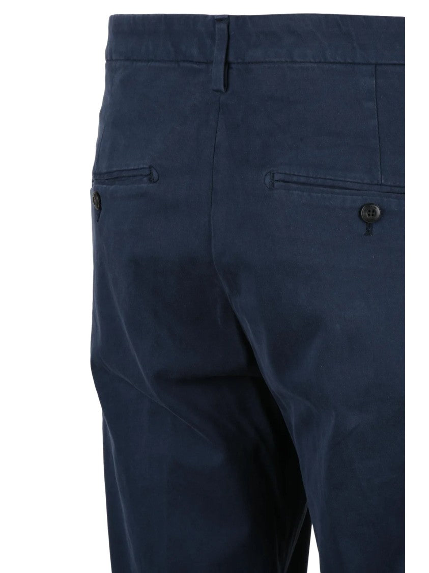 Dondup Blue Gaubert Tailored Cotton-Blend Trousers