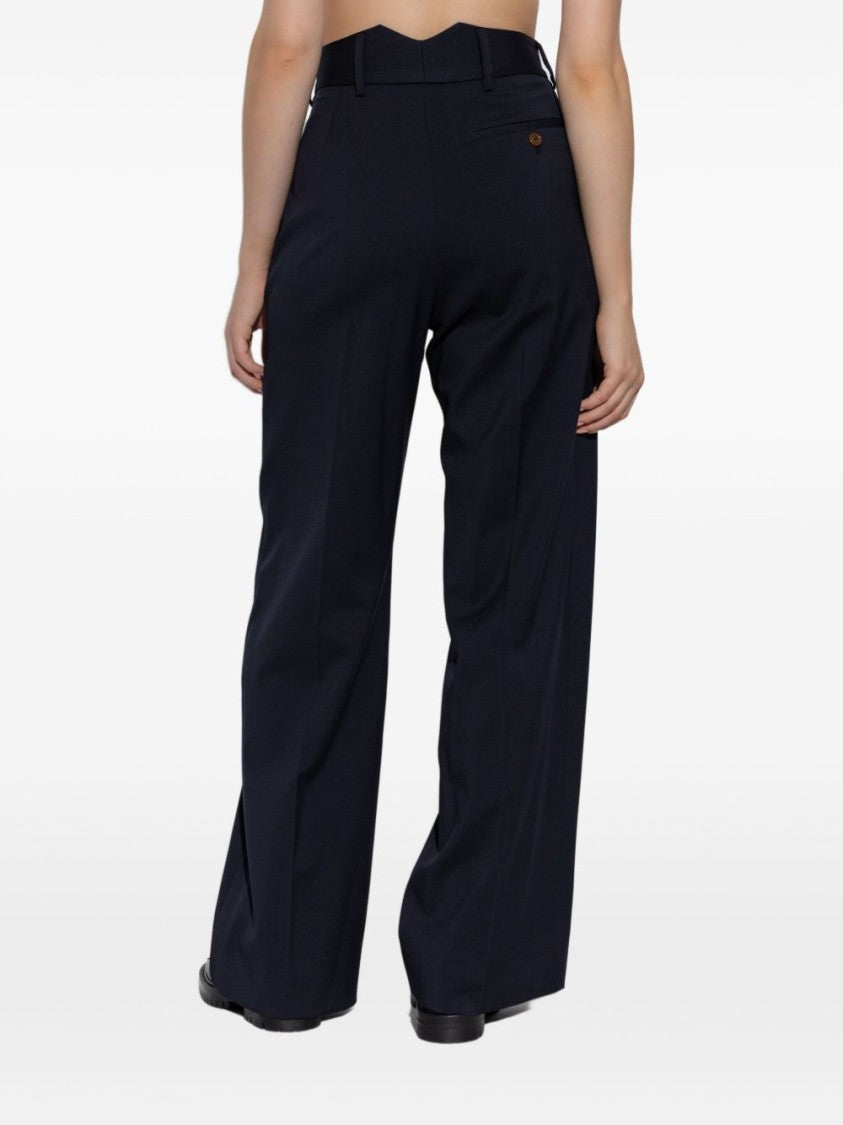 Vivienne Westwood Navy Blue Wide-Leg Trousers