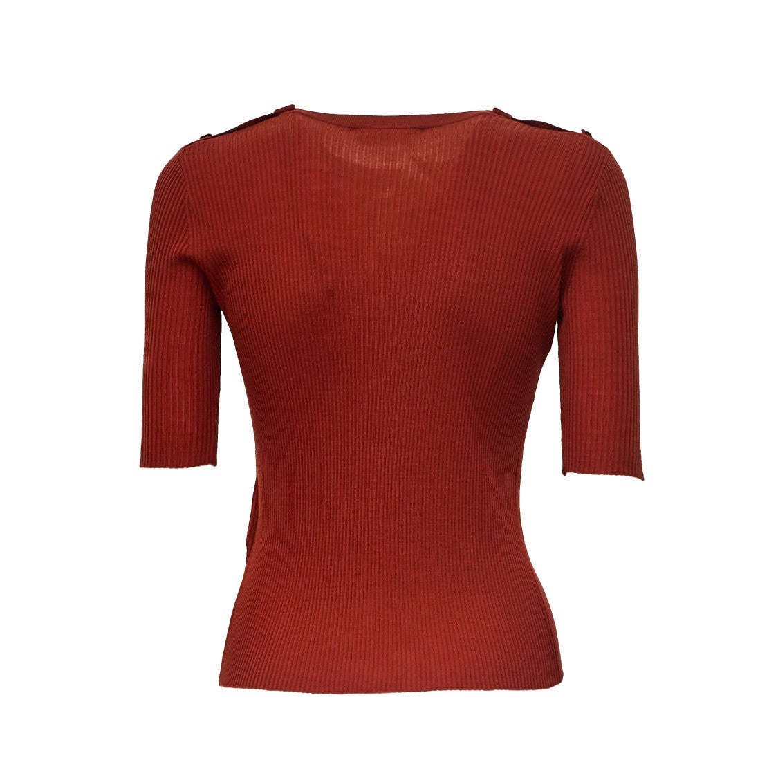 Max Mara Fitted Ribbed Knit Top With Gold Metal Button Details
