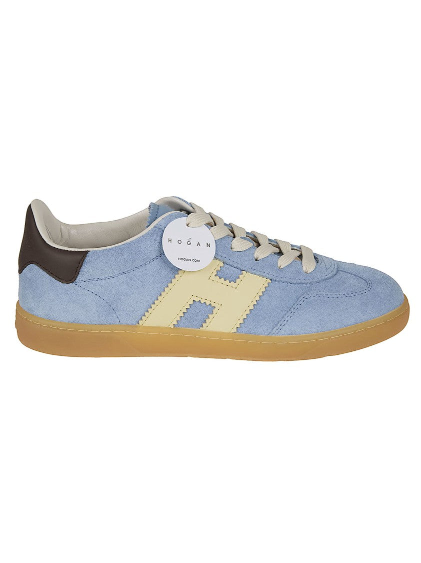 Hogan Light Blue Suede Sneakers With Vintage Amber Sole