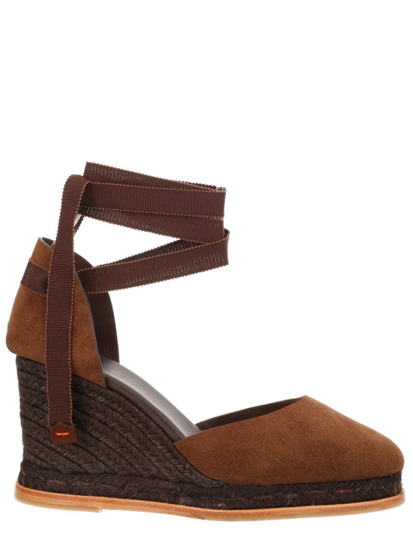 Castaner Warm Brown Camila Braided Wedge Suede Espadrilles