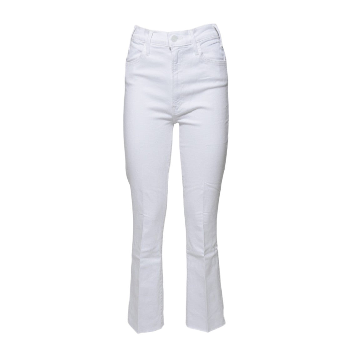 Mother The Hustler Ankle Fray White Cotton Jeans