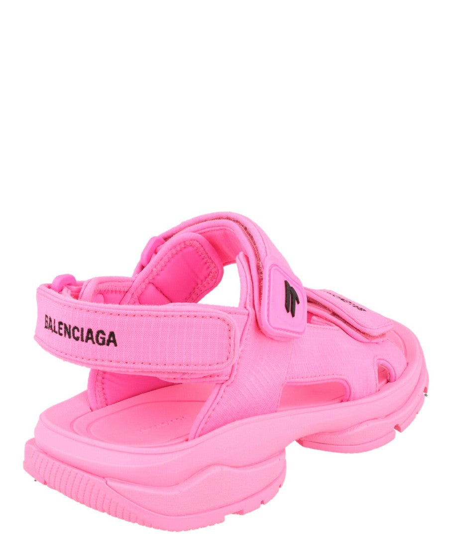 Balenciaga Multi-Strap Pink Sandals With Adjustable Closure And Rugged Sole